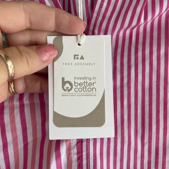 NWT Free Assembly 100% cotton long sleeve V-Neck peasant blouse 👚 - Picture 5 of 8